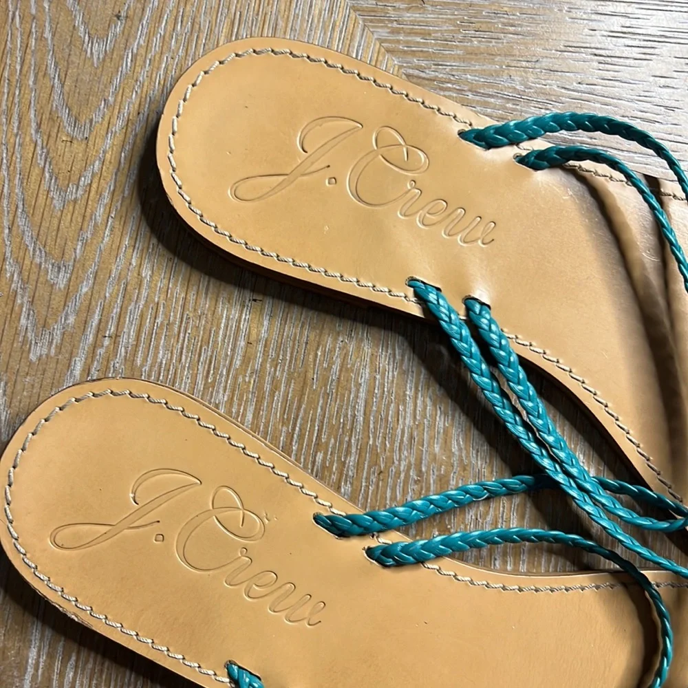 J. CREW Green Braided Thong Sandals 11 - Picture 2 of 7
